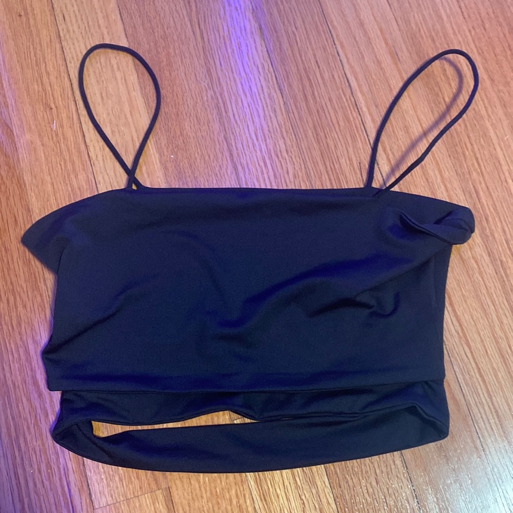 black tank with cut out